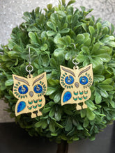 Load image into Gallery viewer, Hand painted wood earrings with Swarovski crystals and silver findings - Roma Street