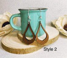 Load image into Gallery viewer, Wood earrings/ walnut earrings/ wood earrings/ sterling silver earrings / 925 silver earrings/ wood and silver earrings