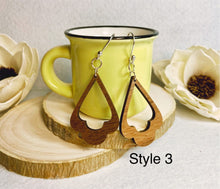 Load image into Gallery viewer, Wood earrings/ walnut earrings/ wood earrings/ sterling silver earrings / 925 silver earrings/ wood and silver earrings