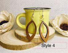 Load image into Gallery viewer, Wood earrings/ walnut earrings/ wood earrings/ sterling silver earrings / 925 silver earrings/ wood and silver earrings