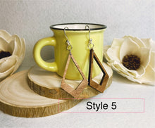 Load image into Gallery viewer, Wood earrings/ walnut earrings/ wood earrings/ sterling silver earrings / 925 silver earrings/ wood and silver earrings