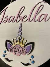 Load image into Gallery viewer, Glittery Unicorn Personalized Name Sign