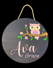 Load image into Gallery viewer, Owl on a branch Personalized Name Sign