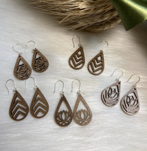 Load image into Gallery viewer, Teardrop earrings /wood and silver findings - Roma Street
