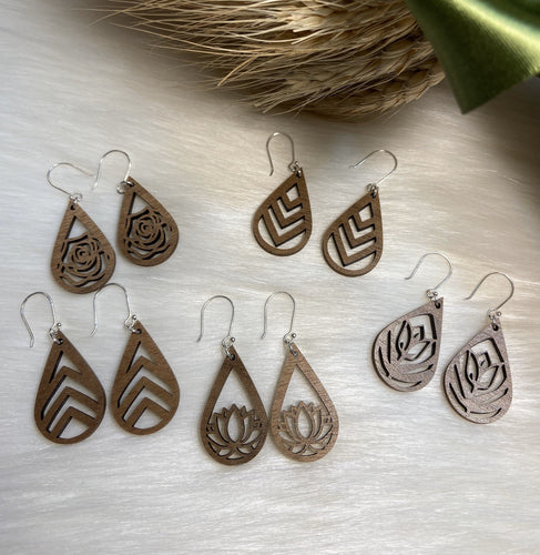 Teardrop earrings /wood and silver findings - Roma Street