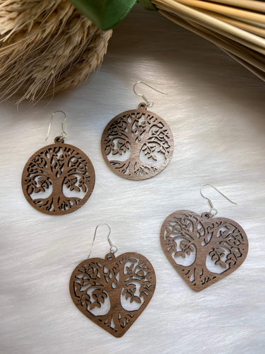 Tree of Life wood and silver earrings - Roma Street