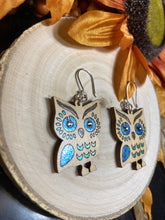 Load image into Gallery viewer, Hand painted wood earrings with Swarovski crystals and silver findings - Roma Street
