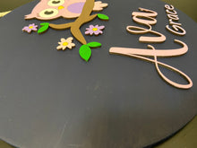 Load image into Gallery viewer, Owl on a branch Personalized Name Sign
